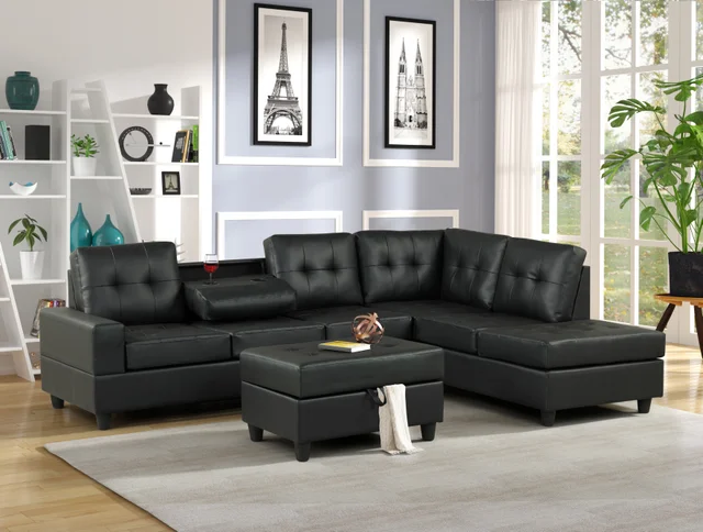 Reena Living Room Reversible Sectional With Ottoman