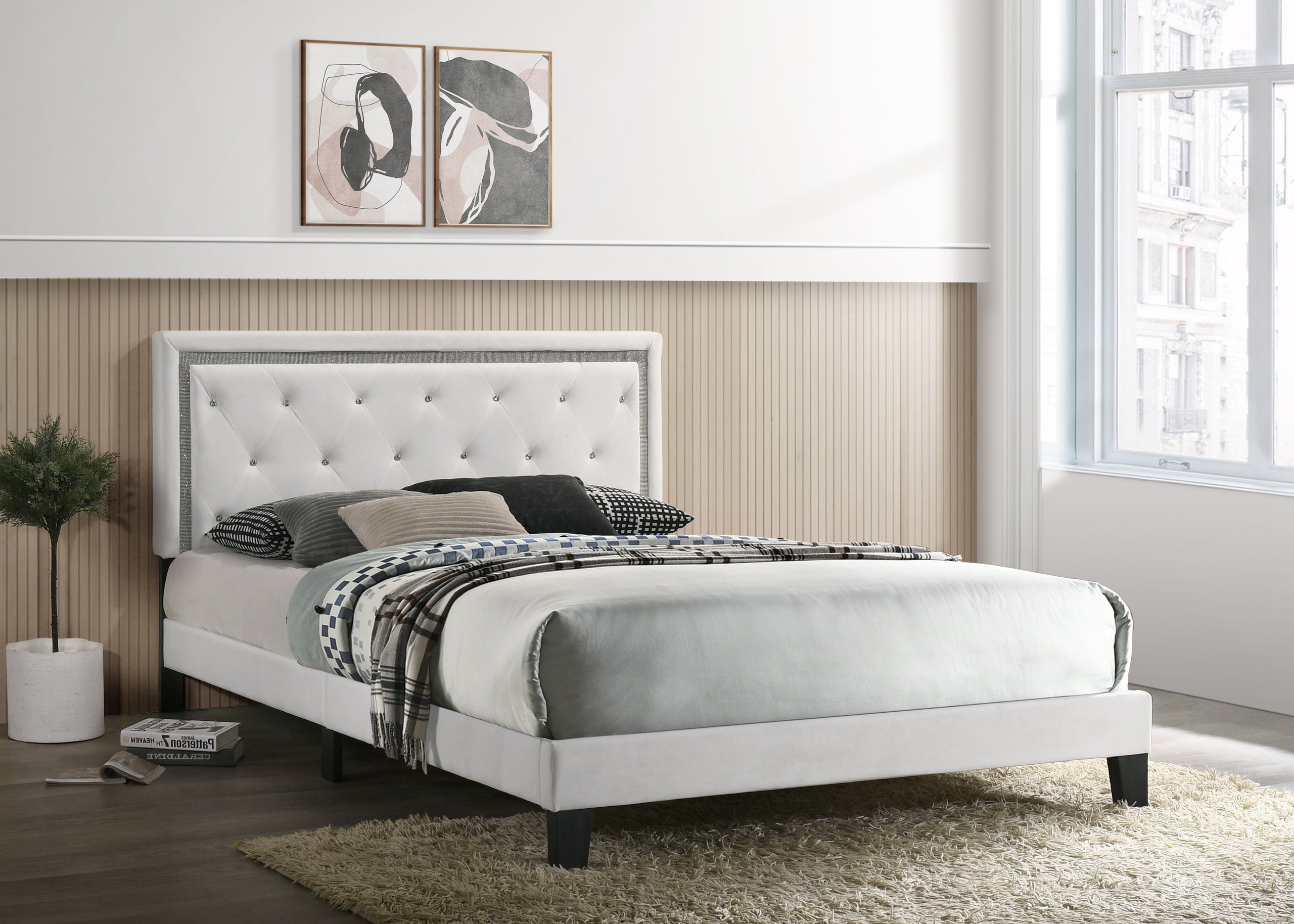 Passion White Velvet Platform Bed - Queen, King (TWIN , FULL -SOLD OUT ...