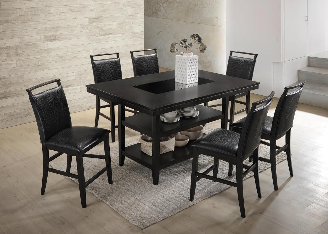 Tommy Espresso Counter Height Table, Round Pub Table With 6 Chairs